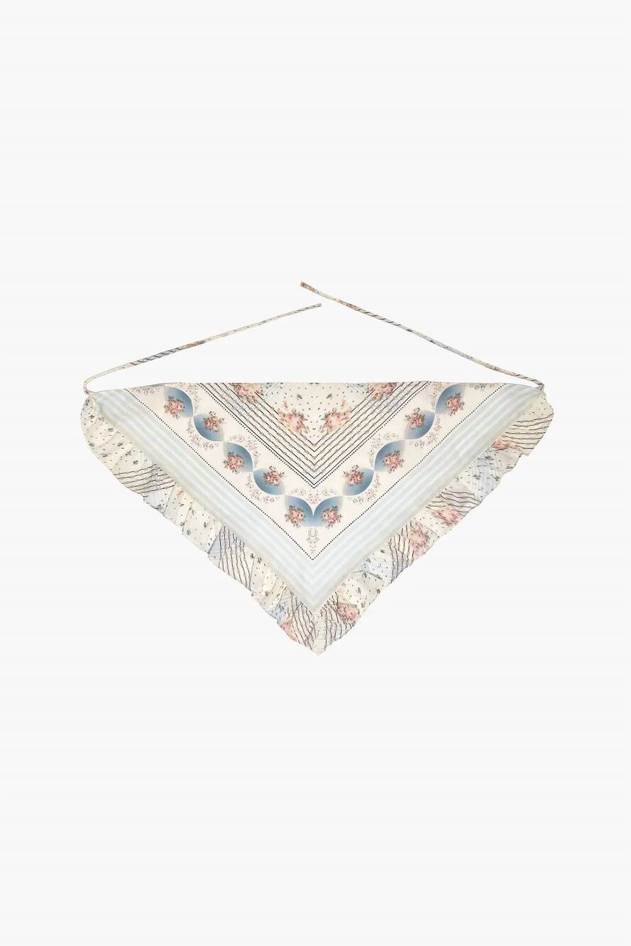 NEW ANNA SUI women's bandana heritage scarf in sky blue